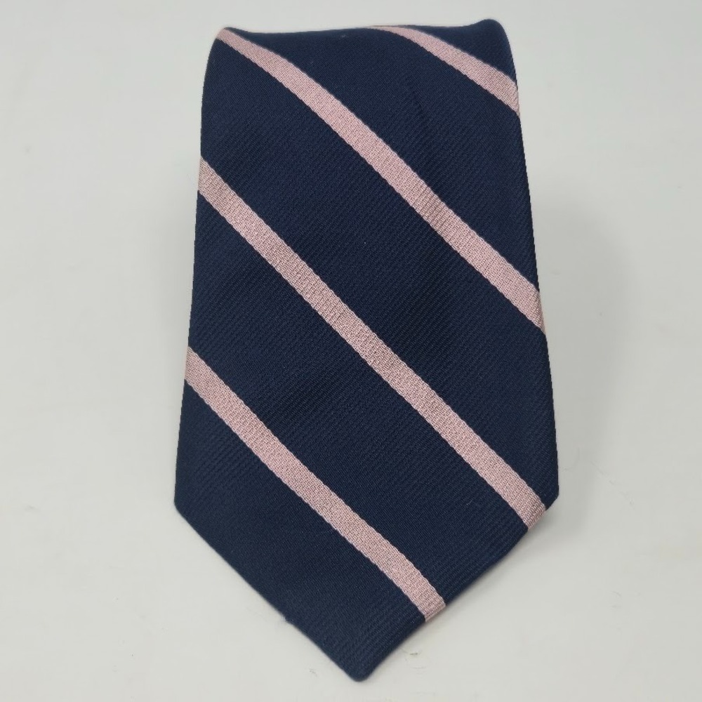 carl michaels FOR STERN'S Navy and Pale Pink‎ Diagonal Repp Stripe All Silk Tie